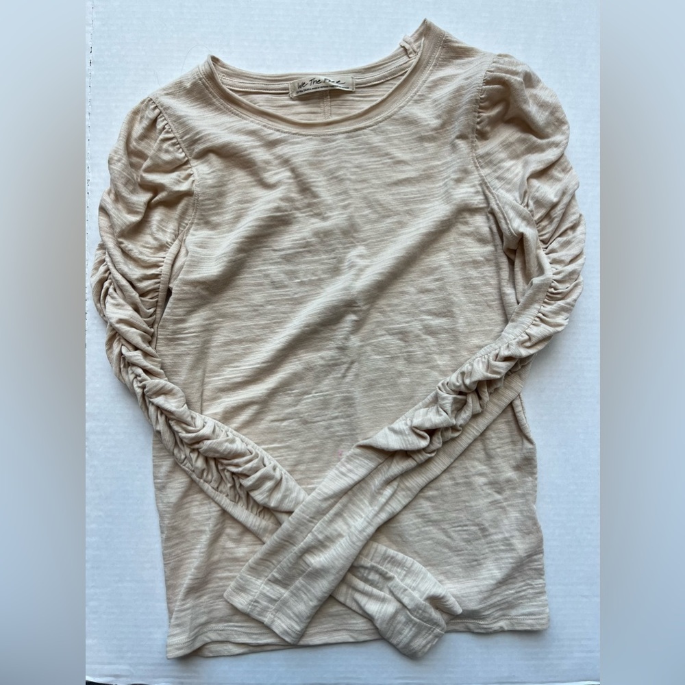 Free People Ruched Sleeve Top SZ XS